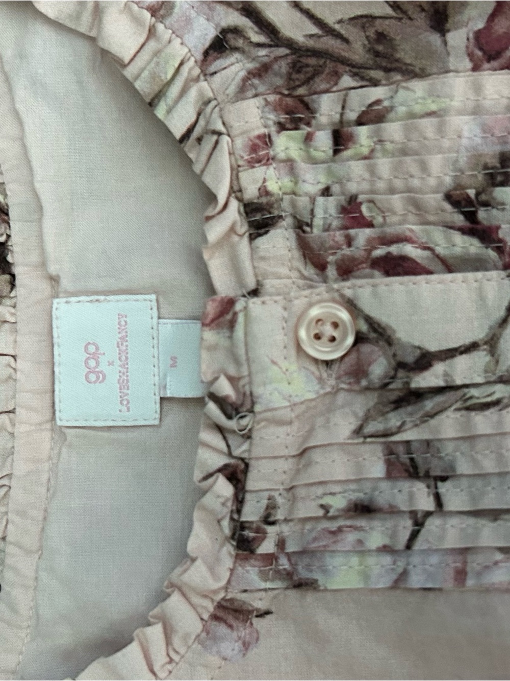 Gap × LoveShackFancy Kids Floral Ruffle Button-Front Top - Picture 2 of 3